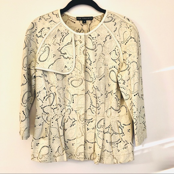 THE WRIGHTS Laser Cut Leather Jacket - Picture 2 of 6